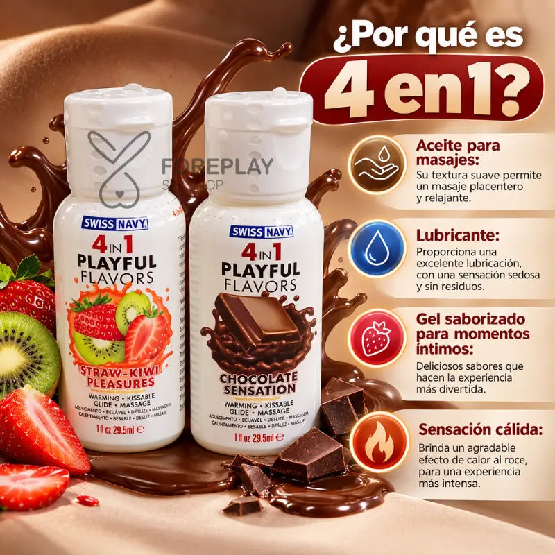 Lubricante 4 en 1 Varios Sabores - Agua
