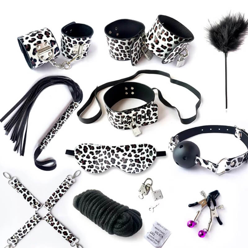 kit bondage bdsm animal print cuerina